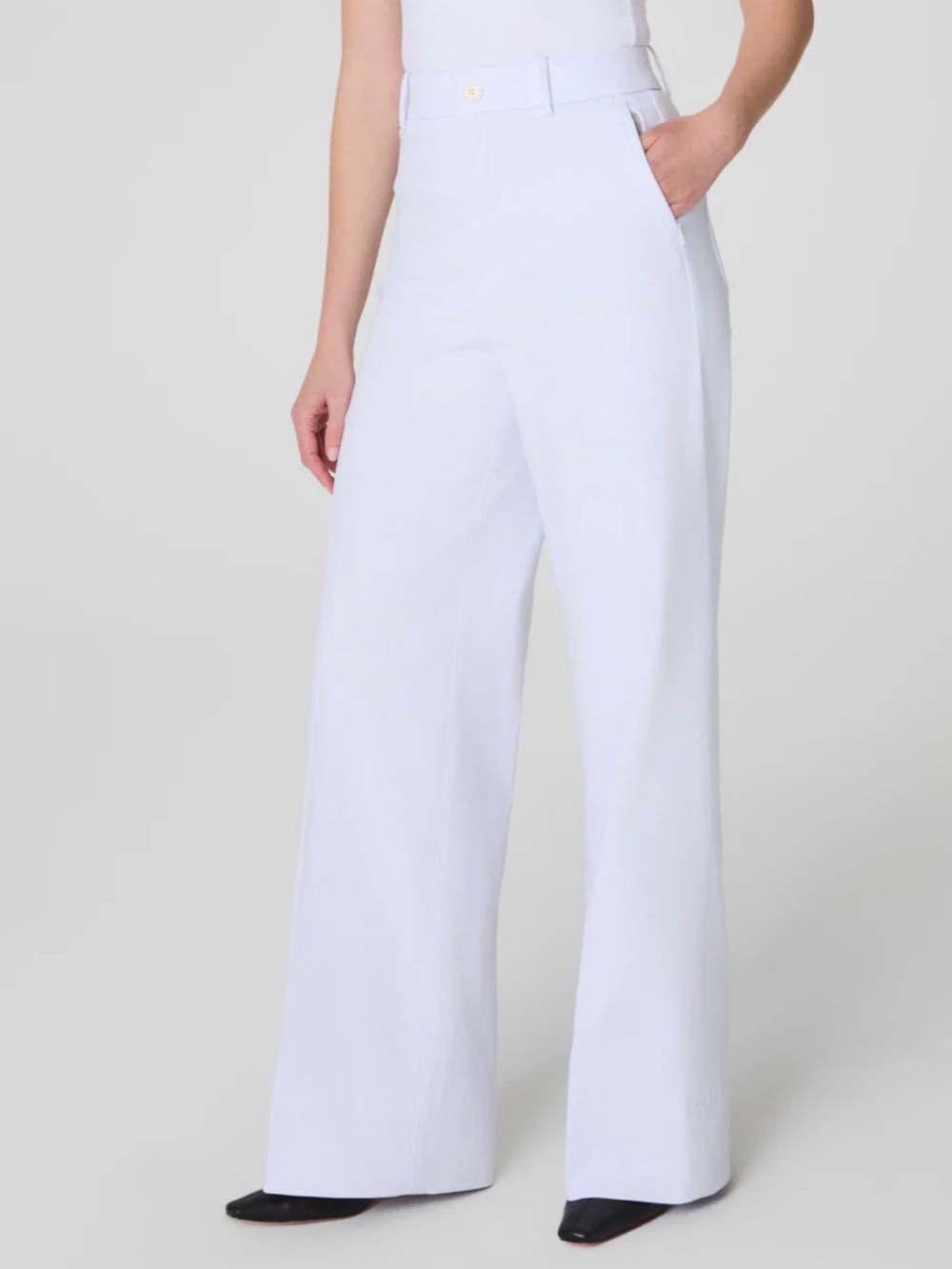 SPANX Stretch Twill Wide Leg Pants NWT size Medium Tall White SuperSmooth